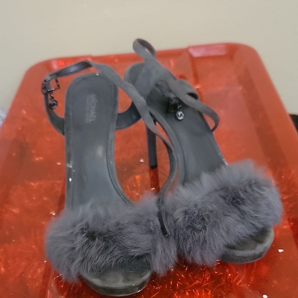 Michael Kors Charcoal Fur-Accent Heels